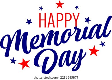 Memorial day lettering typography design. National American holiday illustration. Festive poster and banner.