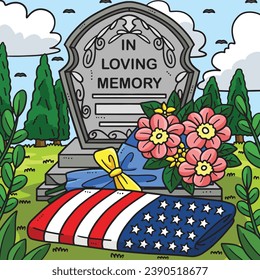 Día De La Conmemoración En Una Caricatura Con Colores De Memoria Amable