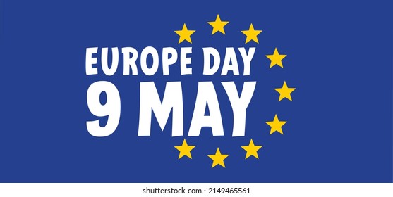 Memorial day, May 9, Europe Day. Vector cartoon calendar. May 9, 1945 marks the unification of Europe after the Second World War II. the anniversary of the European Union. Flags of europe and stars. 