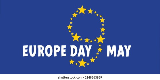 Memorial day, May 9, Europe Day. Vector cartoon calendar. May 9, 1945 marks the unification of Europe after the Second World War II. the anniversary of the European Union. Flags of europe and stars. 