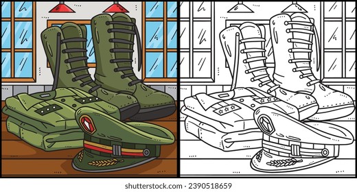 Memorial Day Military Uniform Colored Illustration