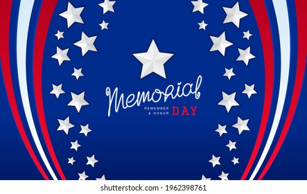 Memorial Day. National USA holiday. United States of America patriotic background design. Handwritten calligraphy lettering. Vector template