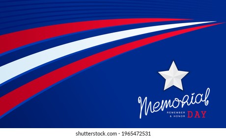 Memorial Day. Fête nationale des États-Unis. Conception d'arrière-plan patriotique des États-Unis d'Amérique. Calligraphie manuscrite lettrage. Modèle vectoriel