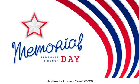 Memorial Day. Fête nationale des États-Unis. Conception d'arrière-plan patriotique des États-Unis d'Amérique. Calligraphie manuscrite lettrage. Modèle vectoriel