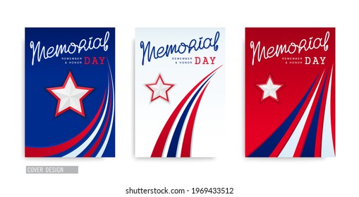 Memorial Day. National USA holiday. United States of America patriotic background design. Handwritten calligraphy lettering. Vector template