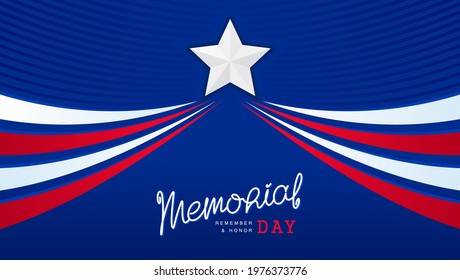 Memorial Day. National USA holiday. United States of America patriotic background design. Handwritten calligraphy lettering. Vector template