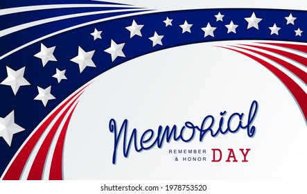 Memorial Day. Fête nationale des États-Unis. Conception d'arrière-plan patriotique des États-Unis d'Amérique. Composition des rayures et des étoiles. Modèle vectoriel