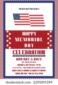 Memorial day night party poster flyer social media post design