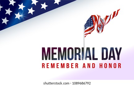 Memorial Day on American flag background