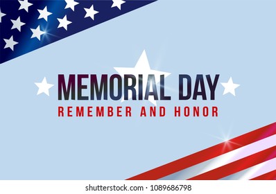 Memorial Day on American flag background