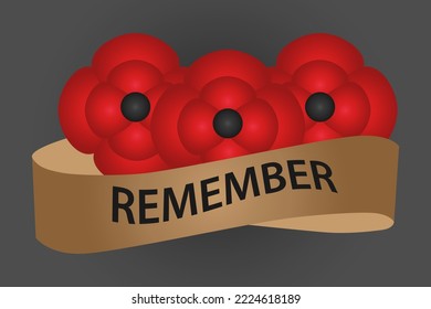 Memorial day on red poppy flower background. red poppy flower symbol of international peace.