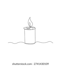 Memorial day One continuous line drawing of candle vector illustration. one line Icon drawing with white background	