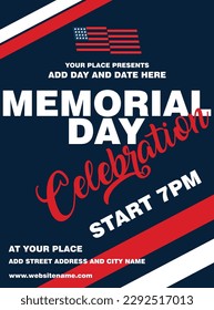 Memorial day party celebration flyer poster social media post design