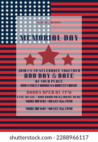 Memorial day party  celebration poster flyer social media post design