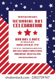 Memorial day party flyer poster or social media post template design