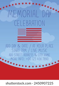 Memorial day party flyer poster or  social media post design