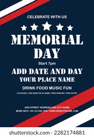 Memorial day party flyer social media post poster design