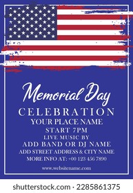 Memorial day party poster  flyer social media post design