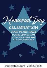 Memorial day party poster flyer social media post design
