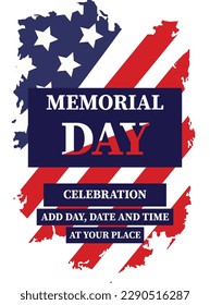 Memorial day party poster flyer social media post design