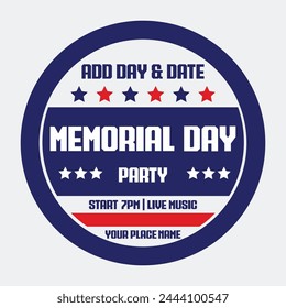 Memorial day party poster flyer social  media post design