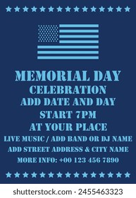 Memorial  day party poster flyer social media post  design
