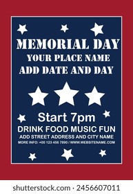 Memorial day party poster flyer social media post  design