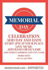 Memorial day party poster flyer  social  media post design