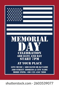 Memorial day party poster flyer  or social media post design