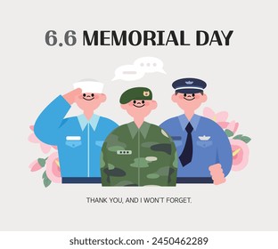 Memorial Day, Patriotic Veterans Month Soldiers Illustration