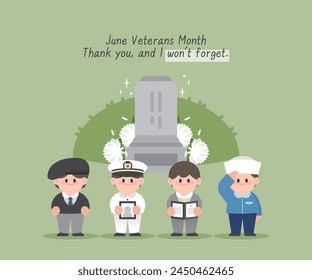 Memorial Day, Patriotic Veterans Month Soldiers Illustration