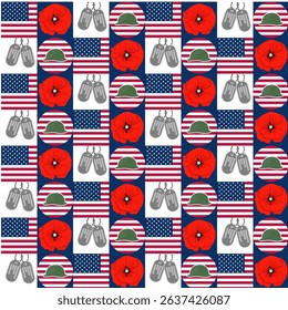 Memorial day pattern flag helm and tag