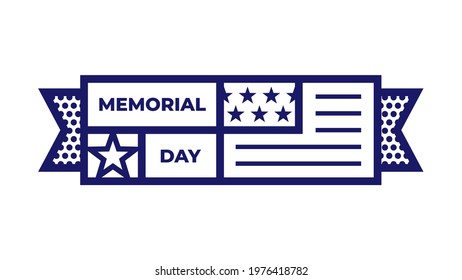 Memorial Day pictogram or icon with national flag. Vector illustration.