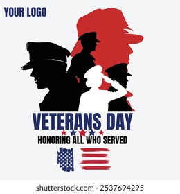 Memorial Day Post 2024 Veteran Day Recuerde y honre a todos los que sirvieron. Saludamos a nuestros soldados. Honra a todos los veteranos militares de Estados Unidos que han servido en las Fuerzas Armadas. 11 de noviembre