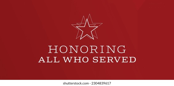 Memorial Day Post, Ehrerbietung für alle, Veterans Day Post, Social Media Bild, roter Hintergrund, Einfach, elegant, abstrakter Star Outline, Modern, Rectangle, Horizontal