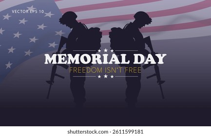 Memorial Day Poster with Bold Message and Flag Background