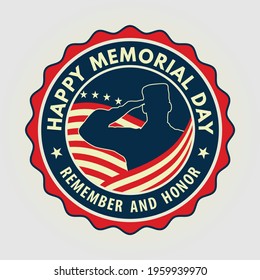 Memorial day poster design template. US Army soldiers saluting on American flag background. Vector illustration.