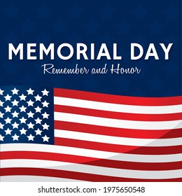 Memorial day poster with a flag of USA