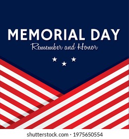 Memorial day poster with a flag of USA