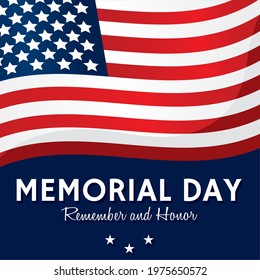 Memorial day poster with a flag of USA
