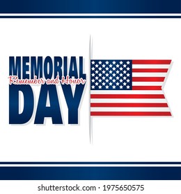 Memorial day poster with a flag of USA