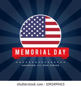 Memorial day poster gretting flag american