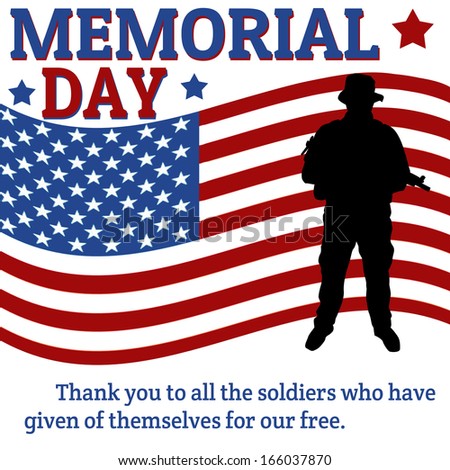 memorial day poster soldier over flag stock vector royalty free