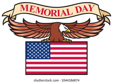 Memorial Day poster with USA flag