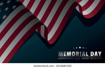 Memorial Day Poster. Waving flag