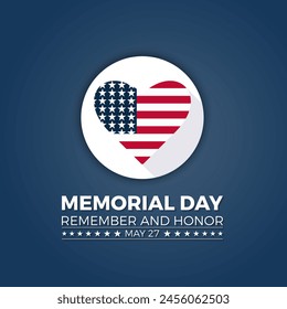 Memorial Day pride holiday vector illustration. Remembrance patriotic template for banner, card, background.