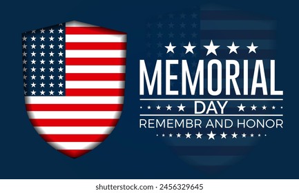 Memorial Day pride holiday vector illustration. Remembrance patriotic template for banner, card, background.