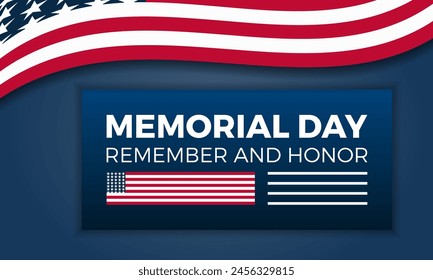 Memorial Day pride holiday vector illustration. Remembrance patriotic template for banner, card, background.