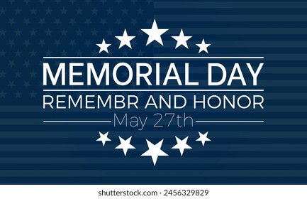 Memorial Day pride holiday vector illustration. Remembrance patriotic template for banner, card, background.