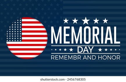 Memorial Day pride holiday vector illustration. Remembrance patriotic template for banner, card, background.